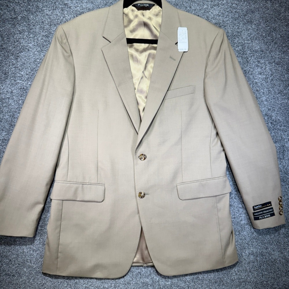Jos. A. Bank Executive Collection Blazer Mens 42R Tan 100% Wool 2-Button Coat